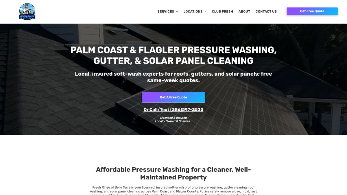 Fresh Rinse of Belle Terre website homepage built by AXF Creative