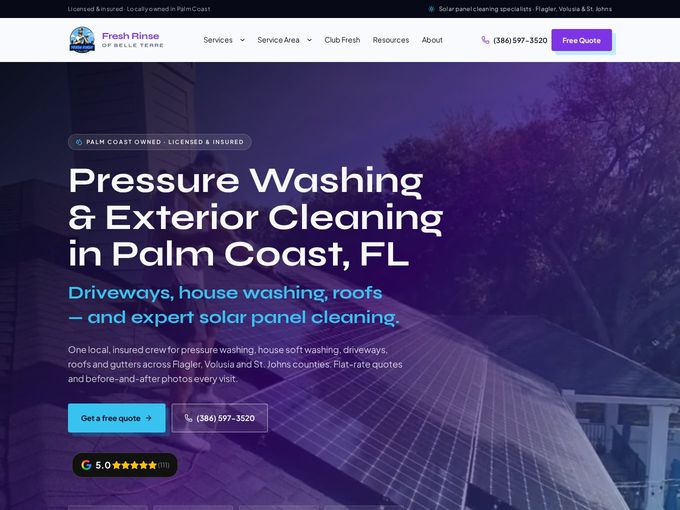 Fresh Rinse of Belle Terre website homepage built by AXF Creative