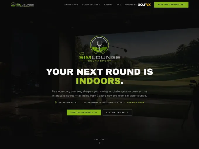 The Sim Lounge homepage designed and built by AXF Creative
